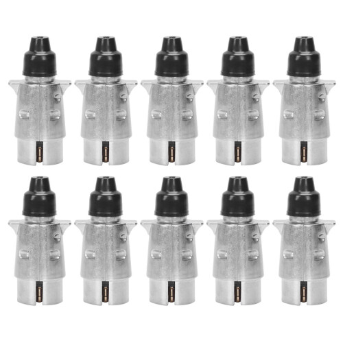10X 7-Pin Trailer Plug Heavy Duty Round Pin 7-Pole Wiring Connector 12V