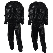 2X Combinaison de sudation pour perte de poids et fitness, résistante, anti-déchirure, noire, L