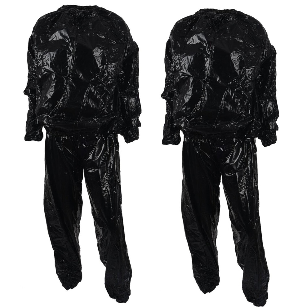 2X Combinaison de sudation pour perte de poids et fitness, résistante, anti-déchirure, noire, L