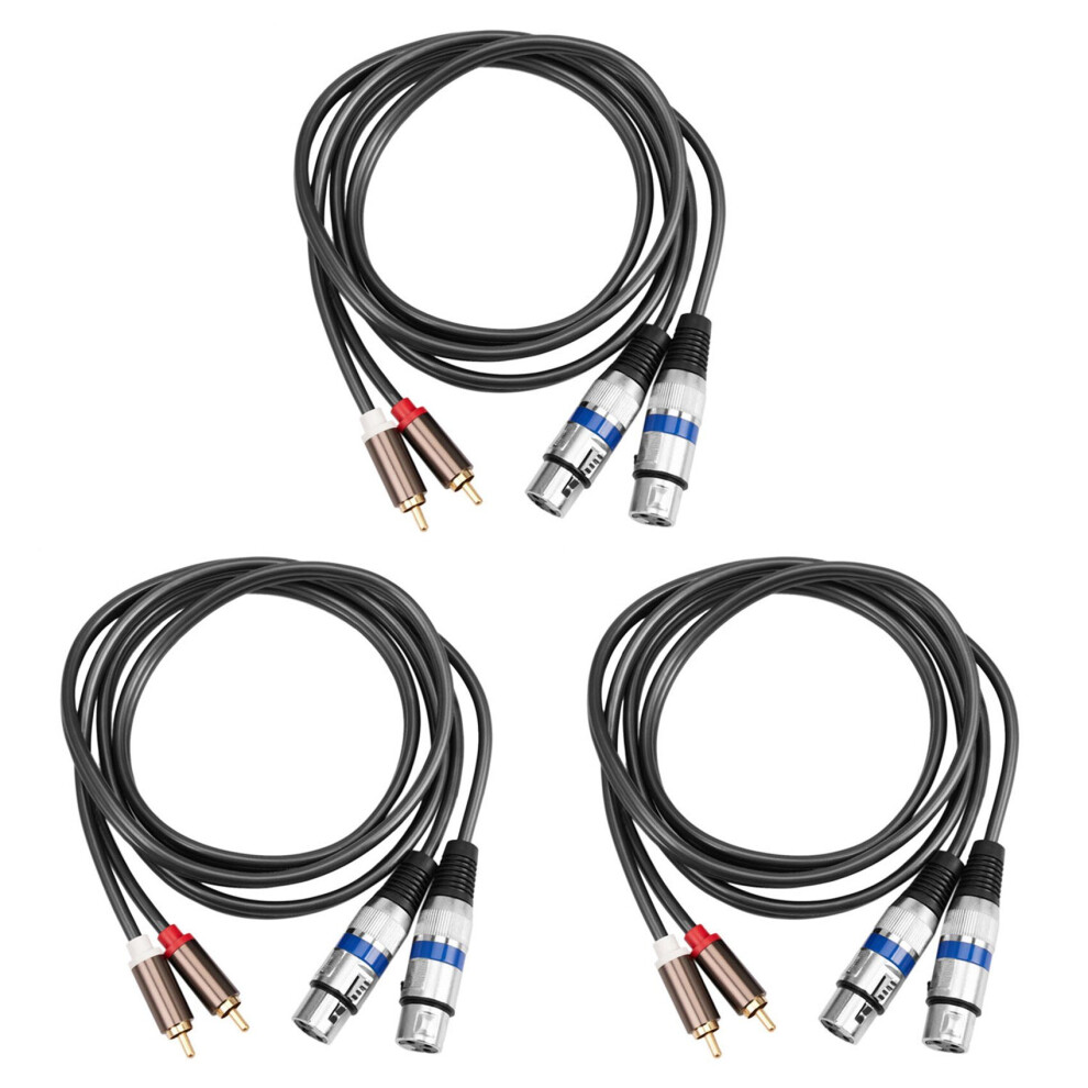 3X Hifi Audio Cable 2 Rca Male To Xlr 3 Pin Female Mixing Console Amplifier Dual Xlr To Dual Rca Shileded Cable 1.5M 4761833292692