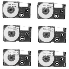 Lot de 18 rubans d'étiquettes noirs sur blancs de 9 mm compatibles avec les étiqueteuses -120, -60, -100, KL750B, KL7200