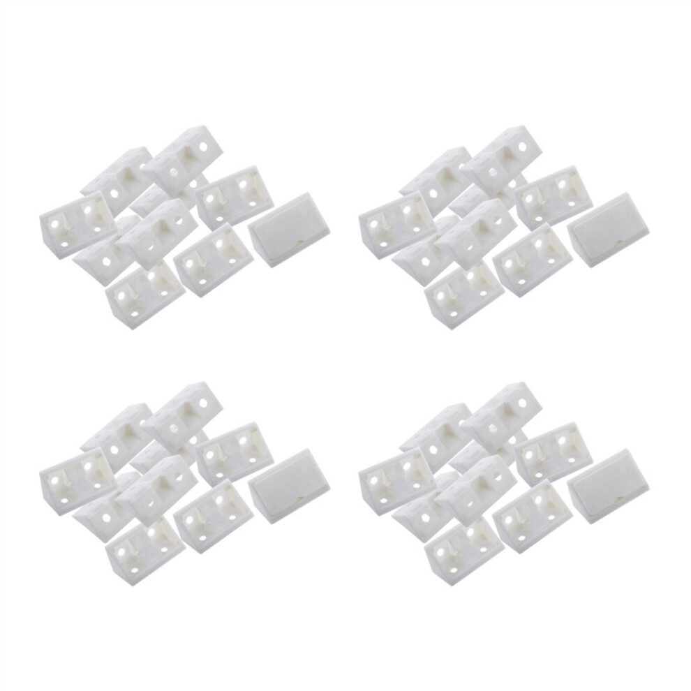 Furniture Cabinet Fastener Corner Braces Angle Brackets White 40Pcs 4762365711460