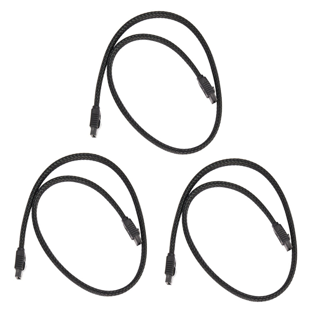 3X 50Cm Sata 3.0 Iii Sata3 7Pin Data Cable 6Gb/S Ssd Cables Hdd Data Cord Premium Version(Black) Black 4762365717547