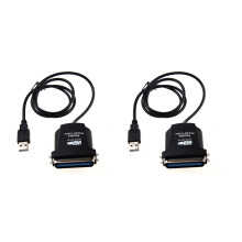 Câble de conversion USB - Port parallèle d'imprimante 36 broches mâle 2X Noir