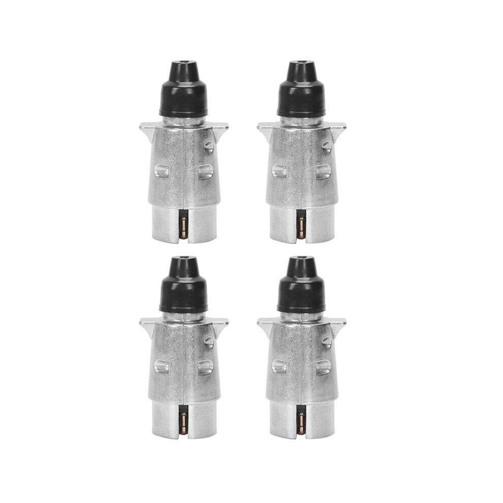 4X 7-Pin Trailer Plug Round Pin 7-Pole Wiring Connector 12V Towbar Towing Caravan Truck Plug N Type Trailer End 4762365711934