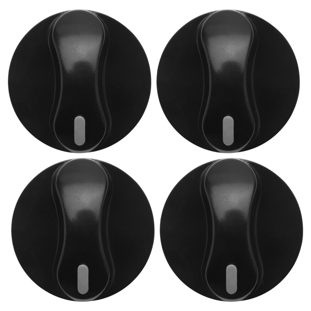 Lot de 4 boutons de commande de cuisinière à gaz en plastique noir