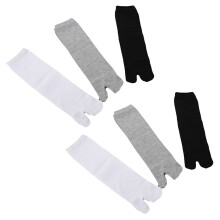 Lot de 6 paires de tongs japonaises à bout fendu Tabi Ninja Geta Zori Chaussettes Blanc + Noir + Gris