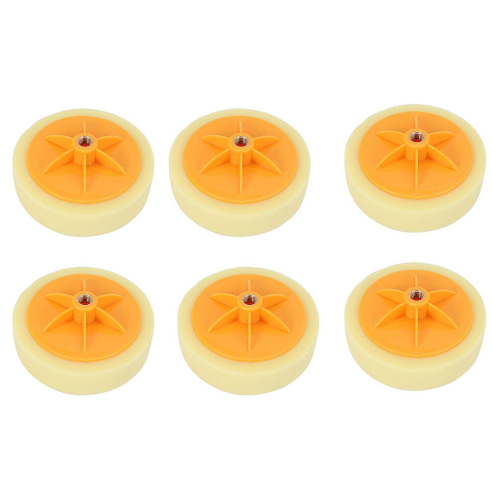 6pcs 6 Inch/15cm Car Polishing Waxing Pad Sponge M14 Wheel Polishing Waxing Pad Kit Tool for Car Polisher Yellow 