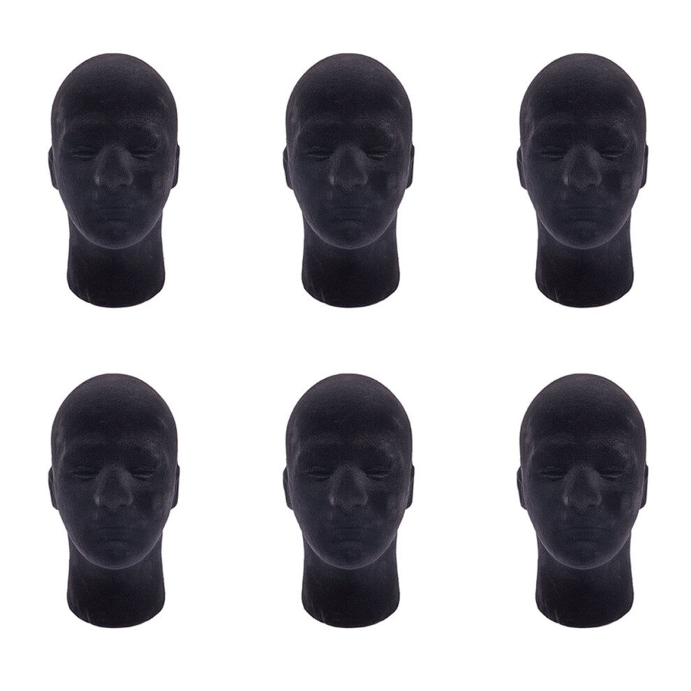 Tlily Black 6X Male Styrofoam Foam Mannequin Manikin Head Model Wigs Glasses Cap Display Stand