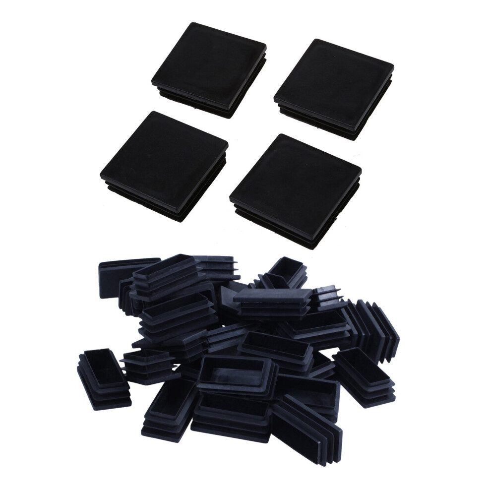 34 Pcs Black Plastic Tubing Tube Insert Blanking End Caps, 4 Pcs Square 50X50Mm & 30Pcs Rectangle 25X50Mm-image-OPC-PBVDJ6C-NEW