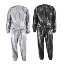 2 pièces de survêtement de sudation pour perte de poids, fitness, exercice, gym, anti-déchirure, 4XL - Noir et argent