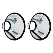 2X Elizabethan Dog Pet Wound Healing Cone E- Collar White with Black