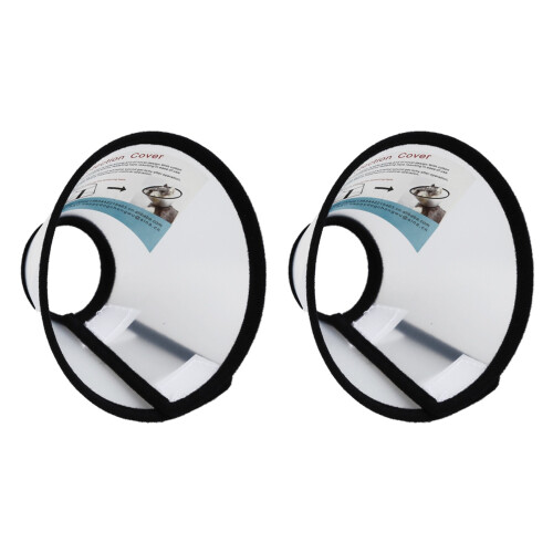 2X Elizabethan Dog Pet Wound Healing Cone E- Collar White with Black