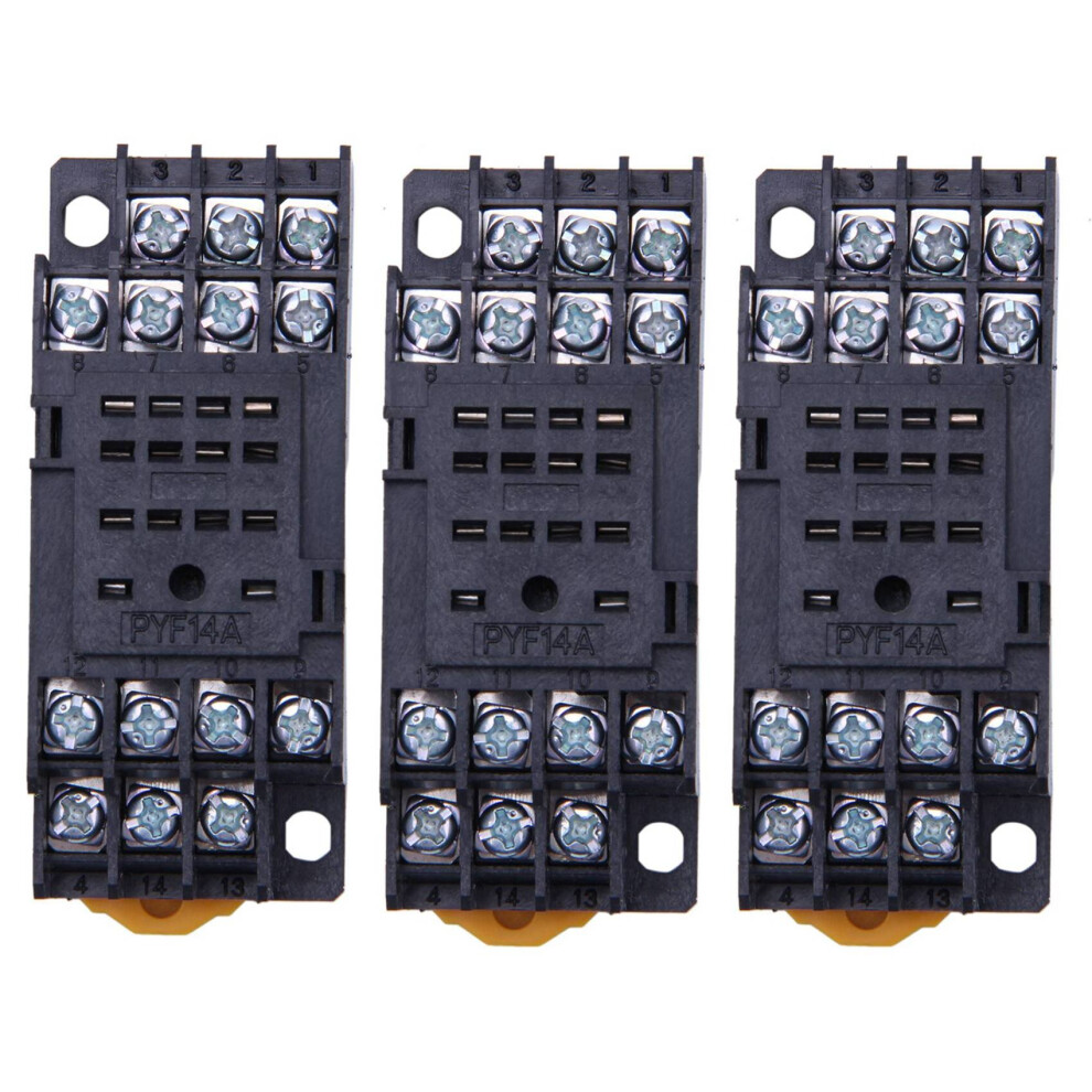 3X Pyf14a Din Rail Power Relay Socket Base 14 Pin For My4nj Hh54p My4 4762365799697