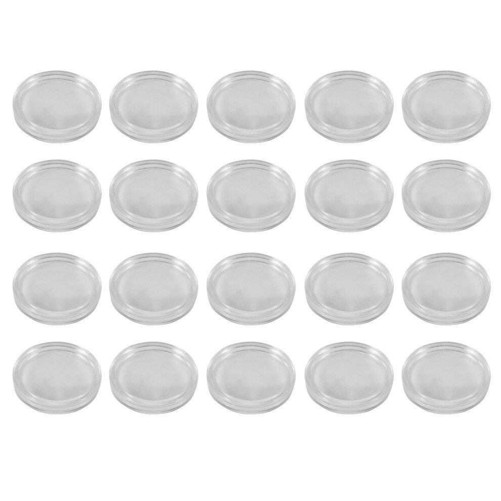 Tlily 20 Pcs Small Round Transparent Plastic Coin Capsules Box 33Mm