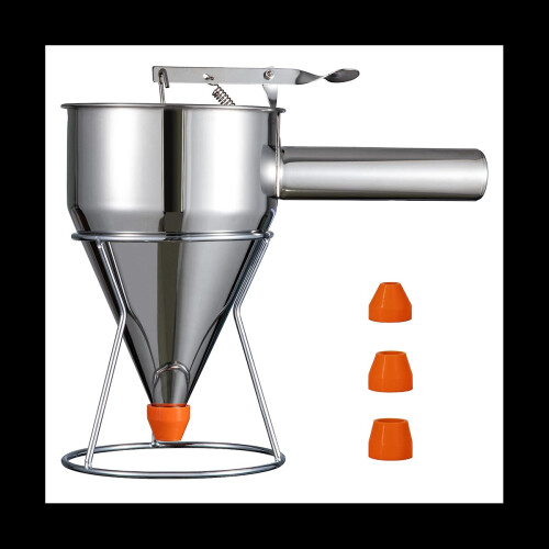 Pancake Batter Dispenser, Multi- Stainless Steel Funnel Cake Dispenser with Stand Great for Pancakes,Baked