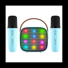 Mini avec 2 microphones sans fil pour adultes, 18 préchargés, Bluetooth portable, bleu