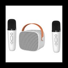 Mini avec 2 microphones sans fil pour adultes, 18 préchargés, Bluetooth portable, blanc