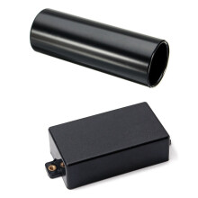 1x couvercle de micro Humbucker scellé en plastique pour micro SQ ST (noir) et 1 pièce de glissière de guitare en acier inoxydable noir