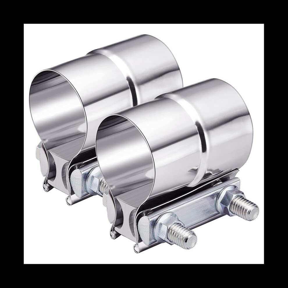 2 Inch Exhaust Clamp, Lap Joint Exhaust Band Clamp Sleeve Coupler Stainless Steel (2Pcs) 4762365770023