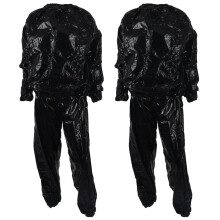 2X Combinaison de sudation pour perte de poids et fitness, résistante, anti-déchirure, noire, 4XL