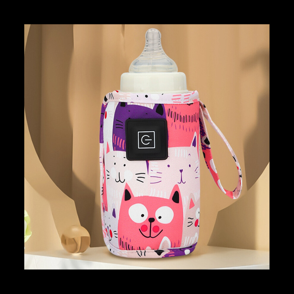 Chauffe-eau USB pour poussette de voyage, sac isotherme, chauffe-biberon portable pour bébé, pour l'extérieur, l'hiver, rose