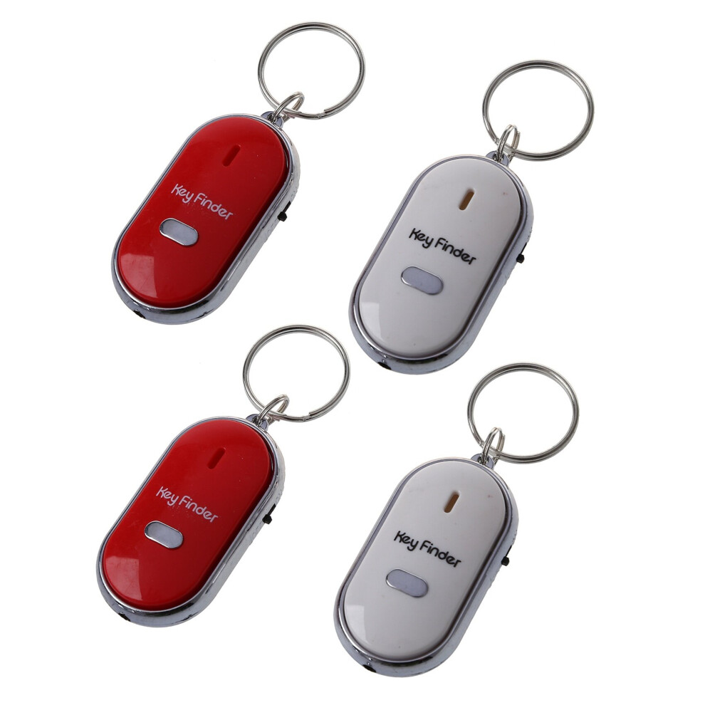 4Pcs Whistle Lost Key Finder Flashing Beeping Locator Remote Keychain LED Ring