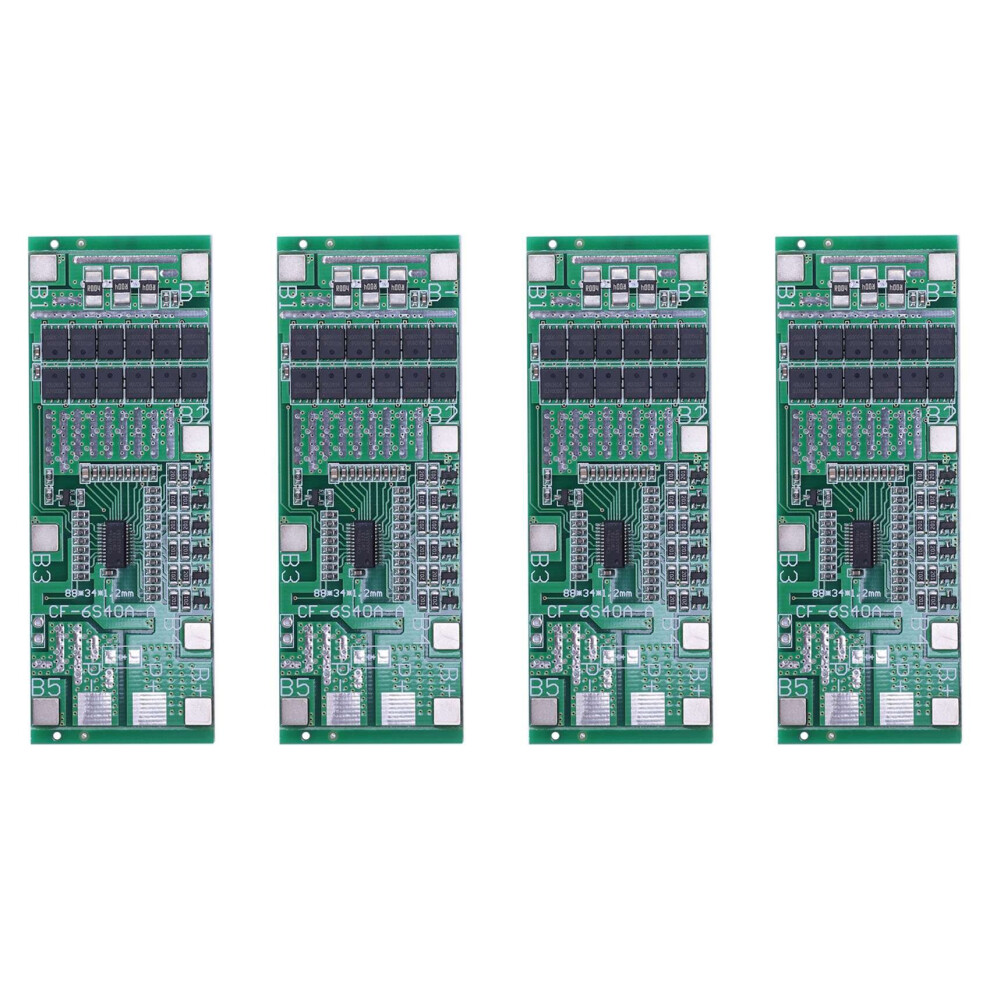 4X 24V 6S 40A 18650 -Ion Lithium Battery Protect Board Solar Lighting Bms Pcb With Balance For Ebike Scooter 4762365721780