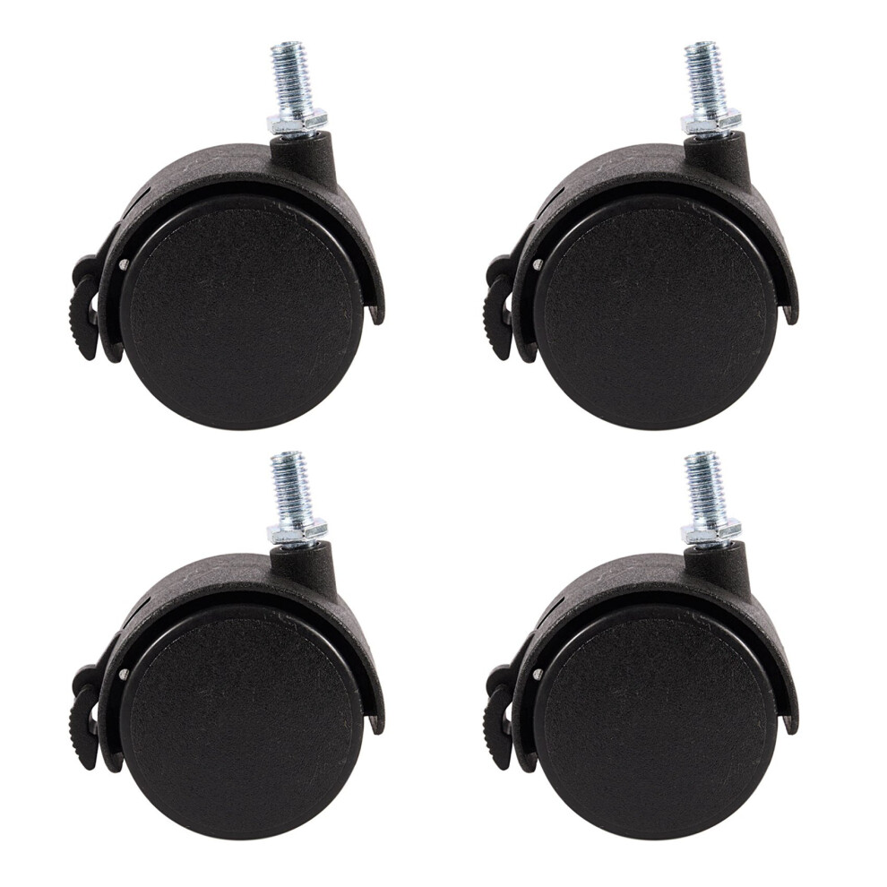 4X Furniture Swivel Locking Caster 8Mm Screw Stem 2-Inch Dia Wheel Black 4762365706350