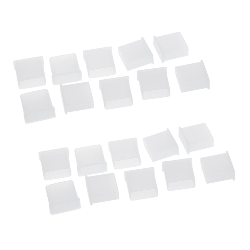 Lot de 20 bouchons de protection anti-poussière en plastique transparent pour prise USB de type A