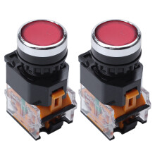 2X LA38-11/203 Push Button Momentary Heavy Duty Switch Red