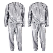 2X Combinaison de sudation pour perte de poids et fitness, résistante, anti-déchirure, argent, XXXL