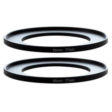 2X Metal 55mm-77mm Camera Filter Ring Adapter 55-77