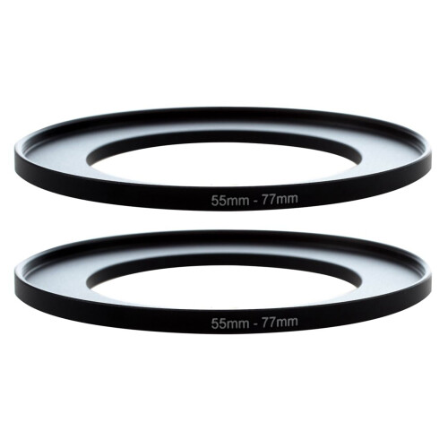 2X Metal 55mm-77mm Camera Filter Ring Adapter 55-77