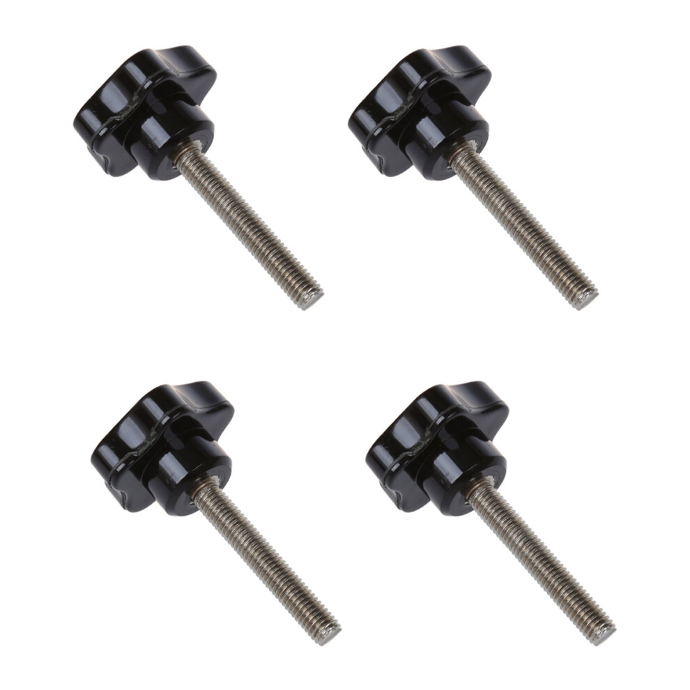 4pcs M8 x 50mm Thread Replacement Star Hand Knob Tightening Screw Black Silver Tone-image-OPC-PBVDP76-NEW