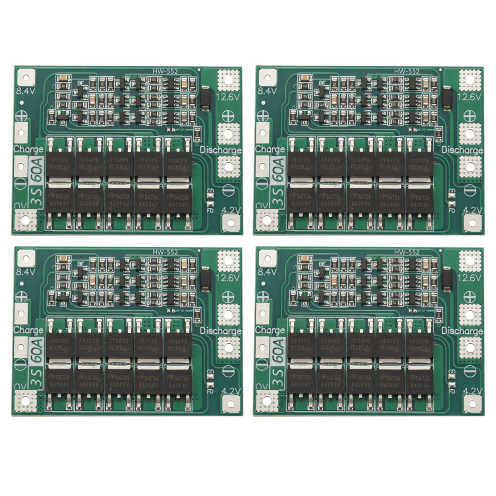 4X 3S 60A Bms Board 11.1V 12.6V 18650 -Ion Lithium Battery Protection Board Enhanced Version 4762365719916