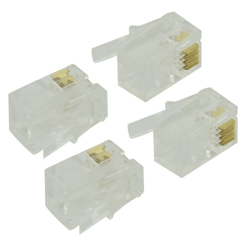 RJ9 4P4C Plug Phone Connector 100 Pieces, Transparent