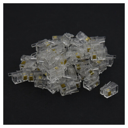 RJ9 4P4C Plug Phone Connector 100 Pieces, Transparent 1