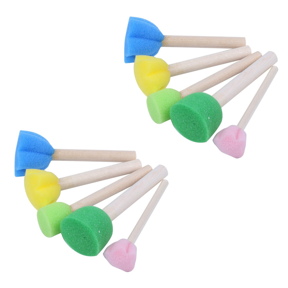 Lot de 10 pinceaux éponges pour peinture, jouets, manche en bois, pinceaux pour enfants, dessin, peinture, graffiti