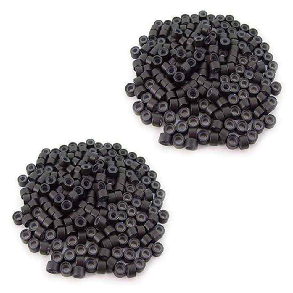 Tlily Unisex Brown 400 Pcs 5Mm Dark Color Silicone Lined Rings Links Beads For I Bond Stick Tip Feather Hair Extensions