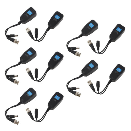 HD-CVI/TVI/AHD Passive Video Balun with Power Connector and RJ45 CAT5 Data Transmitter 5 Pair