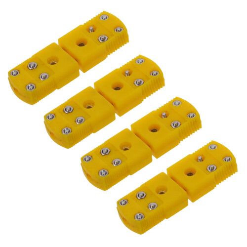4X Yellow Plastic Shell K Type Thermocouple Plug Socket Connector Set