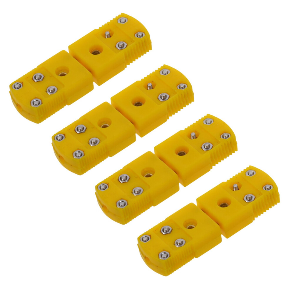 4X Yellow Plastic Shell K Type Thermocouple Plug Socket Connector Set