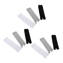 Lot de 9 paires de tongs japonaises à bout fendu Tabi Ninja Geta Zori Chaussettes Blanc + Noir + Gris