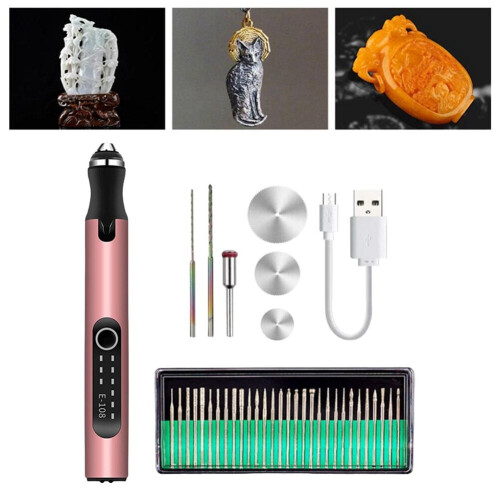Portable Micro-Engraving Pen, Professional Precision with Scriber with Bits, USB Rechargeable, Rose Gold 2