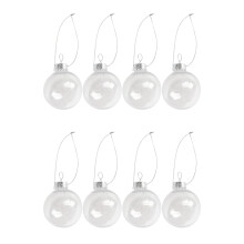 Clear DIY Baubles Shatterproof Seamless Plastic XMAS Ball Home Tree Decor Gift - 60mm QTY:8