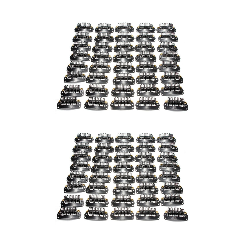 Tlily Unisex Black 80Pcs U-Shaped Clamp For Hair Extensions Wig Clips Diy Comb Frame