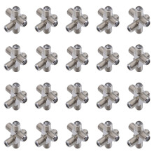 Lot de 20 répartiteurs de câbles coaxiaux de type F à 3 voies femelle vers 3 femelles pour antenne vidéo magnétoscope câble TV satellite, argent