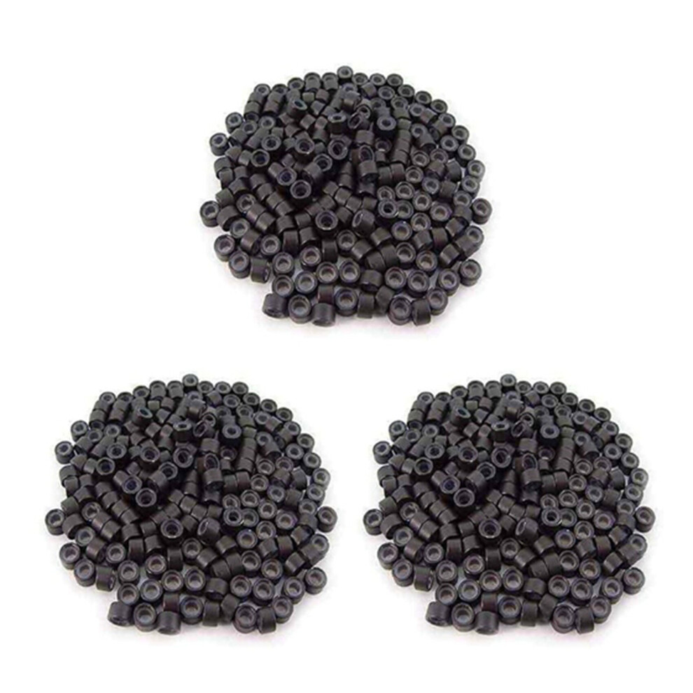 Tlily Unisex Brown 600 Pcs 5Mm Dark Color Silicone Lined -Rings Links Beads For I Bond Stick Tip Feather Hair Extensions