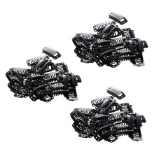 60Pcs Black Nine-Tooth Clip for Hair Extension Snap Clip for DIY Use(Black)32MM L